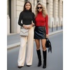 image:imageMANGOPOP Womens Sparkly Mock Turtle Neck Bodysuit Long Sleeve Shiny Rhinestone Body Suits Fall Outfits Tops01 Black