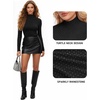 image:imageMANGOPOP Womens Sparkly Mock Turtle Neck Bodysuit Long Sleeve Shiny Rhinestone Body Suits Fall Outfits Tops01 Black