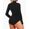 image:imageMANGOPOP Womens Sparkly Mock Turtle Neck Bodysuit Long Sleeve Shiny Rhinestone Body Suits Fall Outfits Tops01 Black