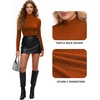 image:imageMANGOPOP Womens Sparkly Mock Turtle Neck Bodysuit Long Sleeve Shiny Rhinestone Body Suits Fall Outfits TopsOrange