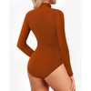 image:imageMANGOPOP Womens Sparkly Mock Turtle Neck Bodysuit Long Sleeve Shiny Rhinestone Body Suits Fall Outfits TopsOrange