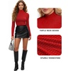 image:imageMANGOPOP Womens Sparkly Mock Turtle Neck Bodysuit Long Sleeve Shiny Rhinestone Body Suits Fall Outfits TopsRed