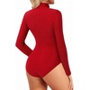 image:imageMANGOPOP Womens Sparkly Mock Turtle Neck Bodysuit Long Sleeve Shiny Rhinestone Body Suits Fall Outfits TopsRed