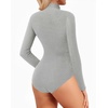 image:imageMANGOPOP Womens Sparkly Mock Turtle Neck Bodysuit Long Sleeve Shiny Rhinestone Body Suits Fall Outfits TopsSilvery