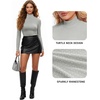 image:imageMANGOPOP Womens Sparkly Mock Turtle Neck Bodysuit Long Sleeve Shiny Rhinestone Body Suits Fall Outfits TopsSilvery