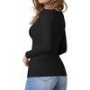 image:imageMANGOPOP Crew Neck Long Sleeve T Shirts for Women Fitted Shirts Tight Neck T Shirts Basic Tee TopsA01black