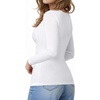 image:imageMANGOPOP Crew Neck Long Sleeve T Shirts for Women Fitted Shirts Tight Neck T Shirts Basic Tee TopsA02white