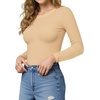 image:imageMANGOPOP Crew Neck Long Sleeve T Shirts for Women Fitted Shirts Tight Neck T Shirts Basic Tee TopsA03 Nude