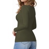 image:imageMANGOPOP Crew Neck Long Sleeve T Shirts for Women Fitted Shirts Tight Neck T Shirts Basic Tee TopsArmy Green