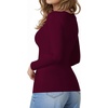 image:imageMANGOPOP Crew Neck Long Sleeve T Shirts for Women Fitted Shirts Tight Neck T Shirts Basic Tee TopsBurgundy
