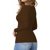 image:imageMANGOPOP Crew Neck Long Sleeve T Shirts for Women Fitted Shirts Tight Neck T Shirts Basic Tee TopsCoffee