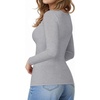 image:imageMANGOPOP Crew Neck Long Sleeve T Shirts for Women Fitted Shirts Tight Neck T Shirts Basic Tee TopsDark Heather Grey