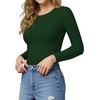 image:imageMANGOPOP Crew Neck Long Sleeve T Shirts for Women Fitted Shirts Tight Neck T Shirts Basic Tee TopsDeep Green