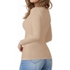 image:imageMANGOPOP Crew Neck Long Sleeve T Shirts for Women Fitted Shirts Tight Neck T Shirts Basic Tee TopsLight Camel