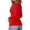 image:imageMANGOPOP Crew Neck Long Sleeve T Shirts for Women Fitted Shirts Tight Neck T Shirts Basic Tee TopsRed