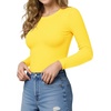 image:imageMANGOPOP Crew Neck Long Sleeve T Shirts for Women Fitted Shirts Tight Neck T Shirts Basic Tee TopsYellow