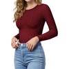 image:imageMANGOPOP Crew Neck Long Sleeve T Shirts for Women Fitted Shirts Tight Neck T Shirts Basic Tee TopsZ1wine Red