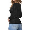 image:imageMANGOPOP Crew Neck Long Sleeve T Shirts for Women Fitted Shirts Tight Neck T Shirts Basic Tee TopsZ3black