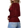 image:imageMANGOPOP Crew Neck Long Sleeve T Shirts for Women Fitted Shirts Tight Neck T Shirts Basic Tee TopsZ3burgundy