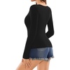 image:imageMANGOPOP Deep V Neck Long Sleeve Shirts for Women Sexy Slim Fitted T Shirt TopsA1long Sleeve Black