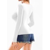 image:imageMANGOPOP Deep V Neck Long Sleeve Shirts for Women Sexy Slim Fitted T Shirt TopsA1long Sleeve White
