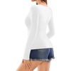 image:imageMANGOPOP Deep V Neck Long Sleeve Shirts for Women Sexy Slim Fitted T Shirt TopsA2long Sleeve White Fleece Lined