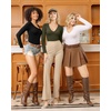 image:imageMANGOPOP Deep V Neck Long Sleeve Shirts for Women Sexy Slim Fitted T Shirt TopsBlong Sleeve Army Green