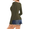 image:imageMANGOPOP Deep V Neck Long Sleeve Shirts for Women Sexy Slim Fitted T Shirt TopsBlong Sleeve Army Green