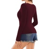 image:imageMANGOPOP Deep V Neck Long Sleeve Shirts for Women Sexy Slim Fitted T Shirt TopsBlong Sleeve Burgundy