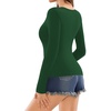 image:imageMANGOPOP Deep V Neck Long Sleeve Shirts for Women Sexy Slim Fitted T Shirt TopsBlong Sleeve Dark Green