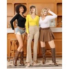 image:imageMANGOPOP Deep V Neck Long Sleeve Shirts for Women Sexy Slim Fitted T Shirt TopsBlong Sleeve Yellow