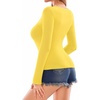 image:imageMANGOPOP Deep V Neck Long Sleeve Shirts for Women Sexy Slim Fitted T Shirt TopsBlong Sleeve Yellow