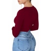 image:imageMANGOPOP Deep V Neck Long Sleeve Shirts for Women Sexy Slim Fitted T Shirt TopsClong Sleeve Burgundy Fleece Lined