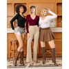 image:imageMANGOPOP Deep V Neck Long Sleeve Shirts for Women Sexy Slim Fitted T Shirt TopsClong Sleeve Burgundy Fleece Lined
