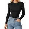 image:imageMANGOPOP Double Lined Long Sleeve Tops for Women Crew Neck T Shirts Basic Tee Womens Going Out Tops Trendy 202501 Long Sleeve Black