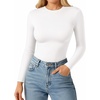 image:imageMANGOPOP Double Lined Long Sleeve Tops for Women Crew Neck T Shirts Basic Tee Womens Going Out Tops Trendy 202502 Long Sleeve White