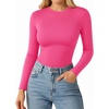 image:imageMANGOPOP Double Lined Long Sleeve Tops for Women Crew Neck T Shirts Basic Tee Womens Going Out Tops Trendy 2025Long Sleeve Blush