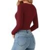 image:imageMANGOPOP Double Lined Long Sleeve Tops for Women Crew Neck T Shirts Basic Tee Womens Going Out Tops Trendy 2025Long Sleeve Burgundy