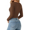 image:imageMANGOPOP Double Lined Long Sleeve Tops for Women Crew Neck T Shirts Basic Tee Womens Going Out Tops Trendy 2025Long Sleeve Coffee