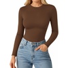 image:imageMANGOPOP Double Lined Long Sleeve Tops for Women Crew Neck T Shirts Basic Tee Womens Going Out Tops Trendy 2025Long Sleeve Coffee