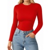 image:imageMANGOPOP Double Lined Long Sleeve Tops for Women Crew Neck T Shirts Basic Tee Womens Going Out Tops Trendy 2025Long Sleeve Red