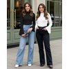 image:imageMANGOPOP Long Sleeve Mock Neck Shirts for Women Bell Sleeve Turtle Neck Tops Basic Going Out Tee BlouseA01 White