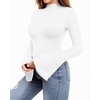 image:imageMANGOPOP Long Sleeve Mock Neck Shirts for Women Bell Sleeve Turtle Neck Tops Basic Going Out Tee BlouseA01 White