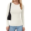 image:imageMANGOPOP Long Sleeve Shirts for Women Thermal Crew Neck Fitted Fleece Tops Trendy Going Out Fall Winter Womens Tops 2026A02 White