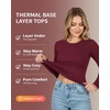 image:imageMANGOPOP Long Sleeve Shirts for Women Thermal Crew Neck Fitted Fleece Tops Trendy Going Out Fall Winter Womens Tops 2026Burgundy