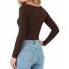 image:imageMANGOPOP Long Sleeve Shirts for Women Thermal Crew Neck Fitted Fleece Tops Trendy Going Out Fall Winter Womens Tops 2026Coffee
