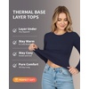 image:imageMANGOPOP Long Sleeve Shirts for Women Thermal Crew Neck Fitted Fleece Tops Trendy Going Out Fall Winter Womens Tops 2026Deep Blue