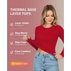 image:imageMANGOPOP Long Sleeve Shirts for Women Thermal Crew Neck Fitted Fleece Tops Trendy Going Out Fall Winter Womens Tops 2026Red
