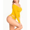 image:imageMANGOPOP Off The Shoulder Tops for Women Sexy Long Sleeve T Shirt Slim Fitted Tee Casual Blouse Going Out TopsB12long Sleeve Yellow
