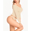 image:imageMANGOPOP Off The Shoulder Tops for Women Sexy Long Sleeve T Shirt Slim Fitted Tee Casual Blouse Going Out TopsB14 Light Apricot